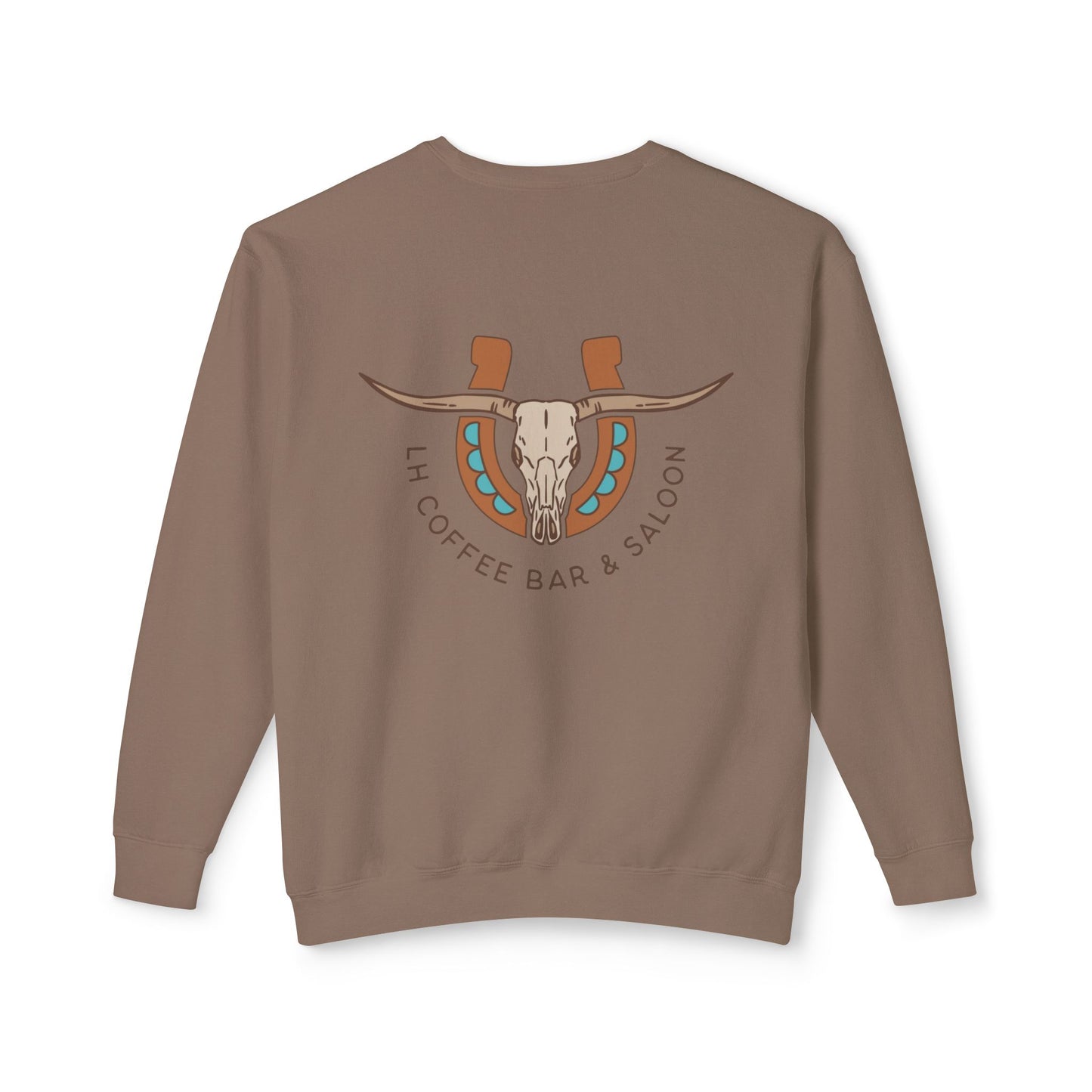 Longhorn Skull Crewneck Sweatshirt — Rustic Coffee Bar Logo Pullover