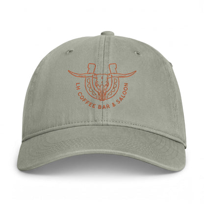 Coastal Washed Cap – Embroidered Longhorn Logo Dad Hat (Seafoam)