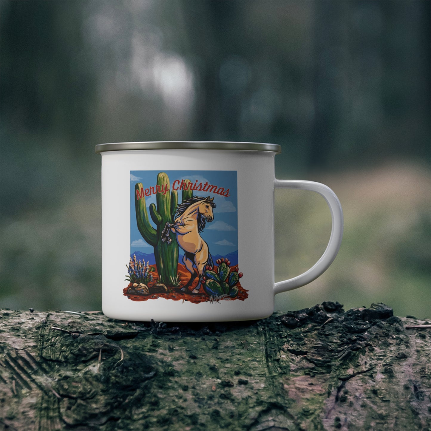 Enamel Camping Mug - Retro Desert Camper Design