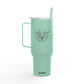 Engraved 40oz Insulated Tumbler — Mint Travel Mug with Lid & Straw