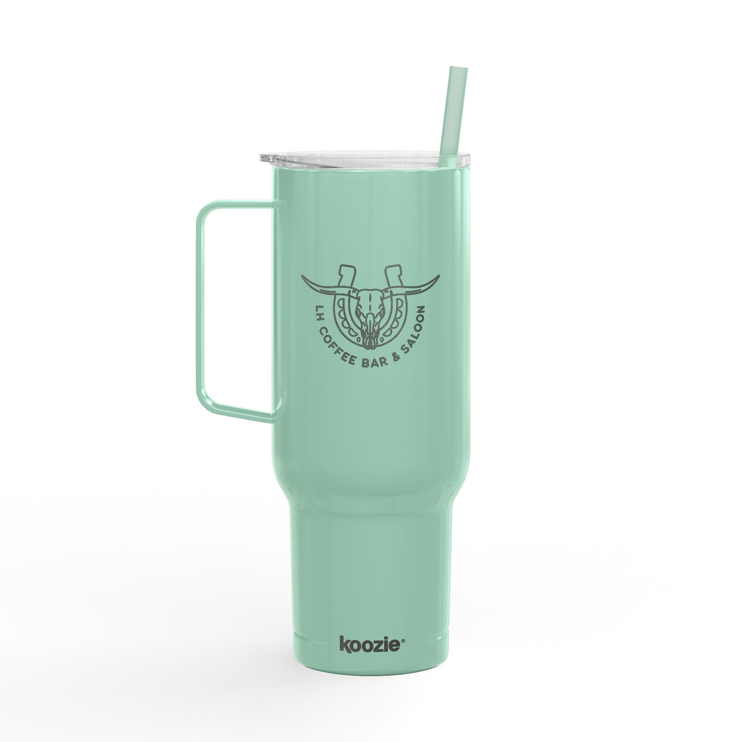 Engraved 40oz Insulated Tumbler — Mint Travel Mug with Lid & Straw