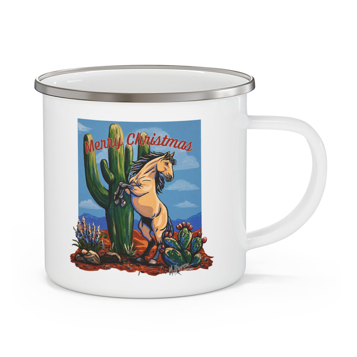 Enamel Camping Mug - Retro Desert Camper Design